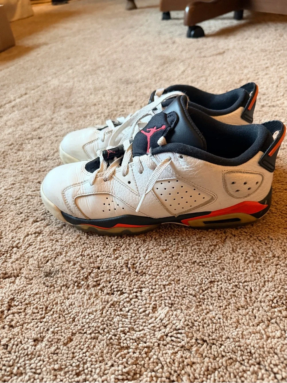 Jordan Kids White and Black Sneakers with Red Jumpman